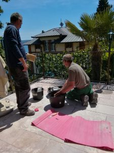 May 16, 2017 - The terrace (test area) of Villa Inge is newly grouted!