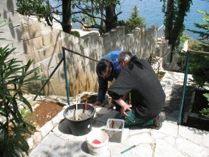 May 11, 2017 - Before the first guests arrive, there is regular maintenance work to be done at Villa Inge. Our natural stone staircase to the sea requires continuous maintenance!