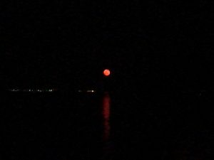 29. März 2021 - Dieses Bild vom roten Mond haben wir heute von der Frühstücksterrasse der Villa Inge aus gemacht. In Mošćenička Draga haben wir den Mond schon oft so gesehen!