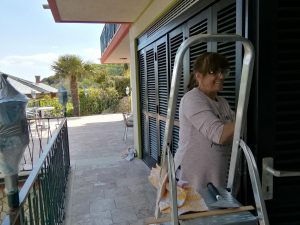 April 29, 2022 - Even the ladies have plenty to do. A total of 93 shutters (wooden elements) are installed in Villa Inge, Mošćenička Draga and need to be cleaned after the winter!